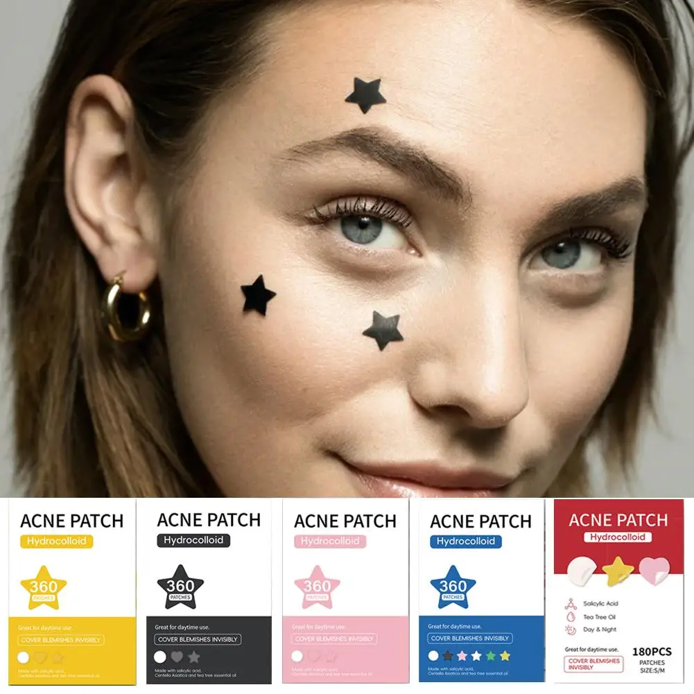 360/180pcs Grote Maat Ster Acne Patch Milde Niet-irriterend Verlicht Acne Hydrocolloid Acne Sticker Voor Mee-eters gesloten Com O2c0