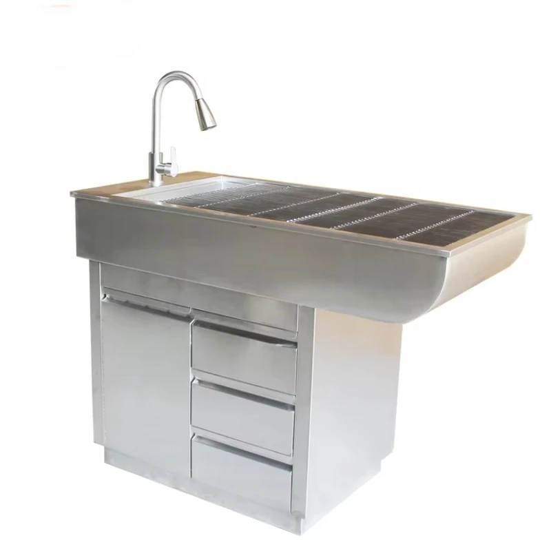 Small new Sus304 stainless steel multi-purpose pet bathtub with retractable faucet