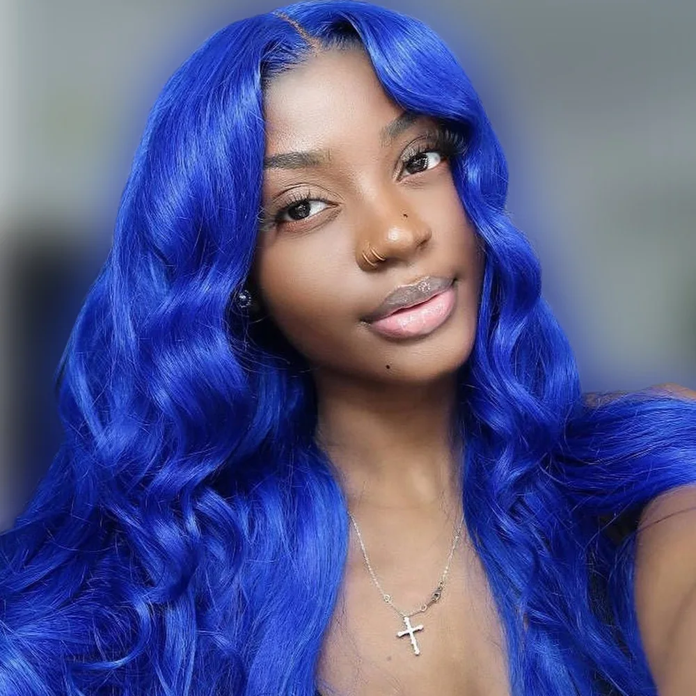 مستقيم الأزرق الداكن 13x6 الدانتيل الجبهة الباروكات 100% الشعر البشري 613 الملونة قبل نتفها الأزرق الداكن شعر مستعار الدانتيل للنساء الشعر الخام البرازيلي #5