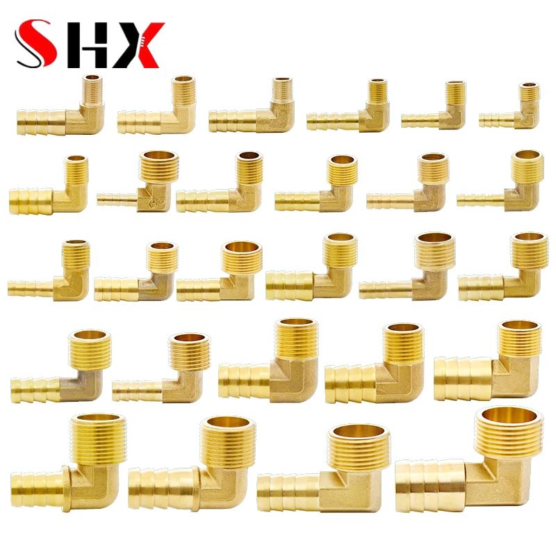 Brass Hose Barb Fitting 90 Degree L Right Angle Elbow Barbed Pipe Connector Joint 6mm 8mm 10mm 12mm 14mm 1/8'' 1/4'' 3/8'' 1/2''