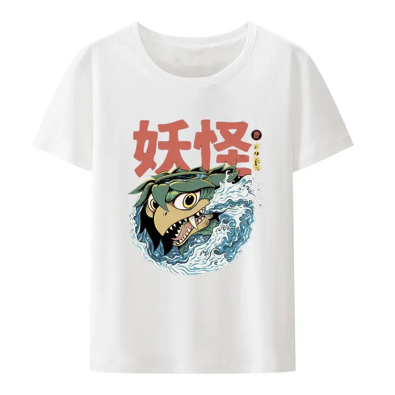 Funny Japanese Ukiyoe Kappa Cartoon Graphic T Shirts Men Women Short Sleev Loose Breathable Tops Humor Style Casual Cool Shirt