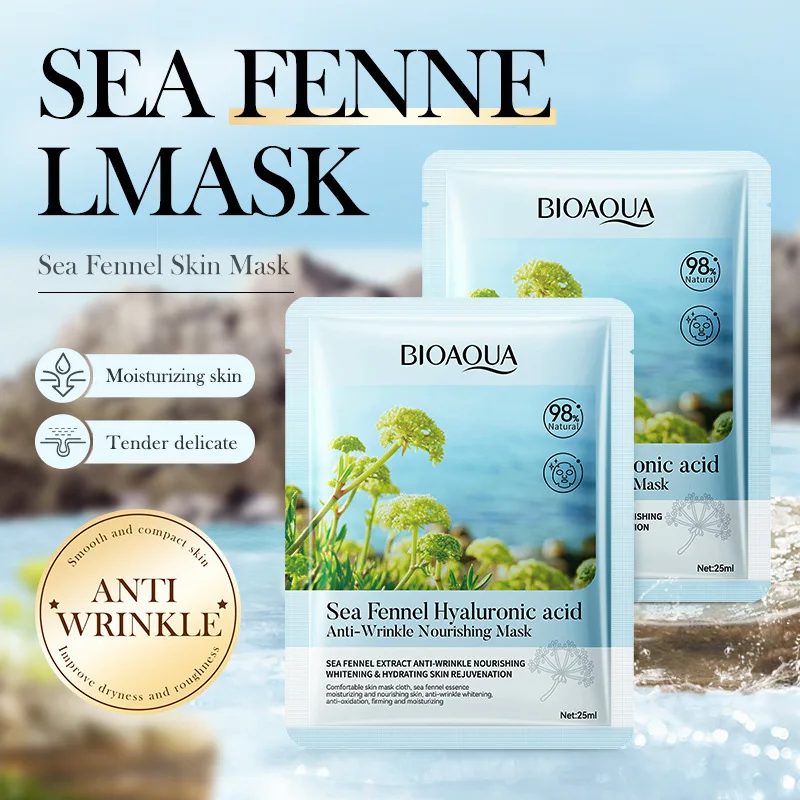 BIOAQUA Sea Fennel Hyaluronic Acid Face Mask Firming Moisturizing Nourishing Facial Sheet Mask Face Masks for Skin Care