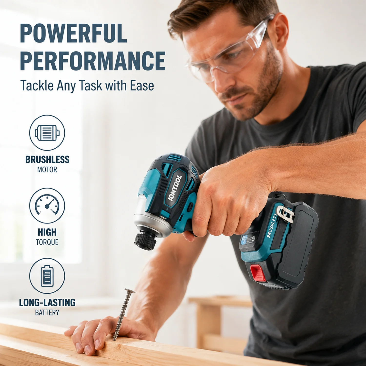 IONTOOL Brushless Cordless Drill DTD172 180N For Deck Board Installation Partition Assembly Home Renovation DIY Power Tool
