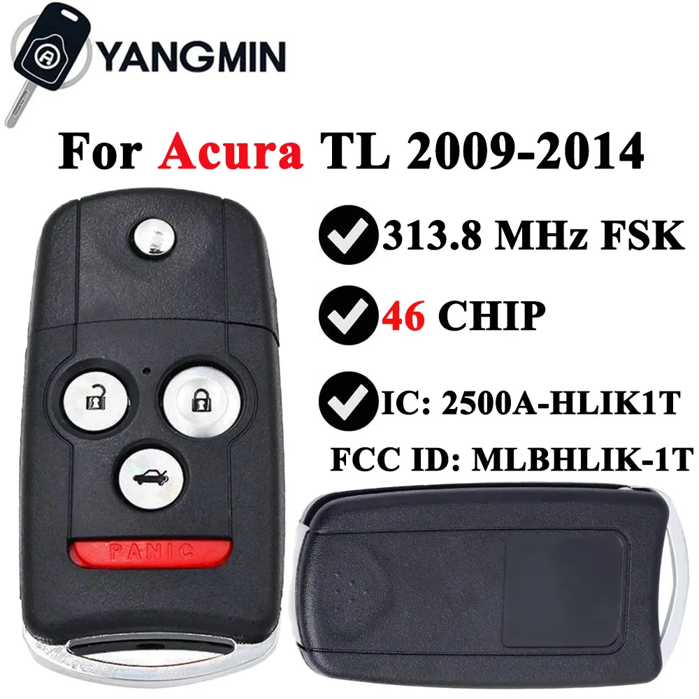 

YANGMIN New Replacement Remote Key for Acura TL 2009-2014 Acura TSX 2009-2014 2010-2013 Acura ZDX Fob 4 Button FCC ID:MLBHLIK-1T
