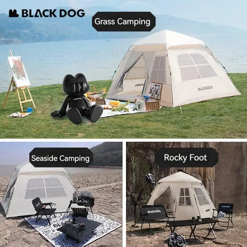 Imagem -06 - Black Dog Waterproof Camping Tendas Luxo Praia Glamping Automática ao ar Livre Partes Pavillon Pessoa Hut Família Pesca