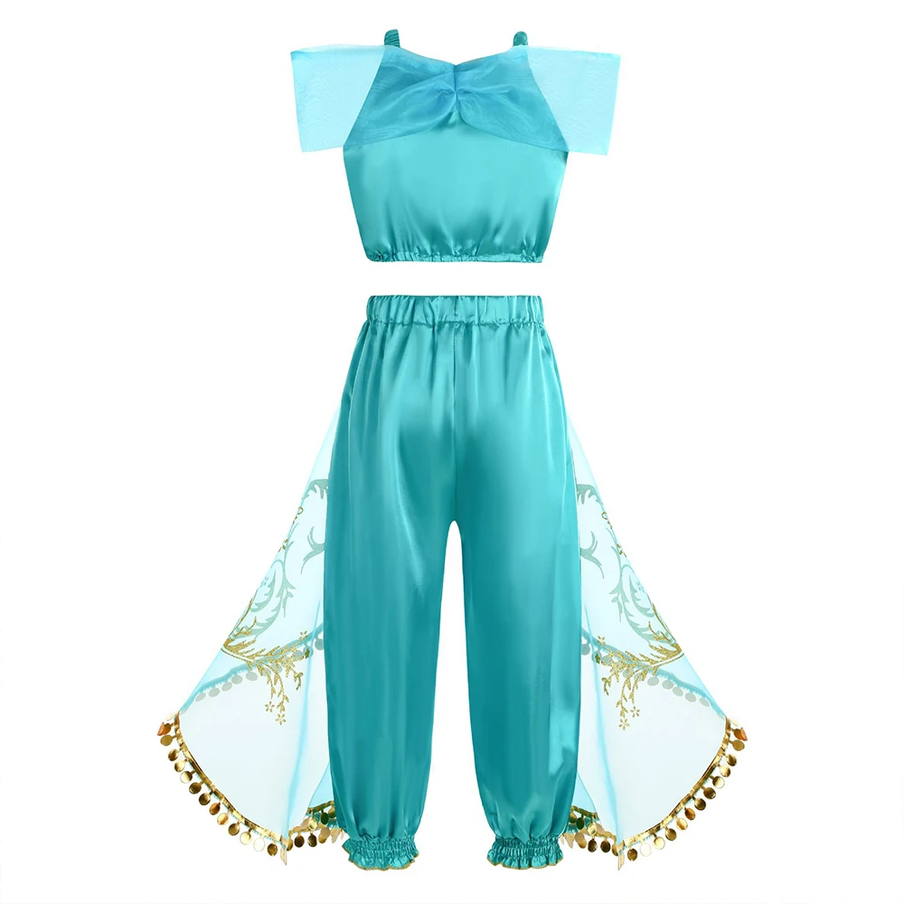Girls Jasmine Fantasy Costume Arabian Princess Clothes Halloween Children's Day Gift For Girls Christmas Birthday Gift view 4