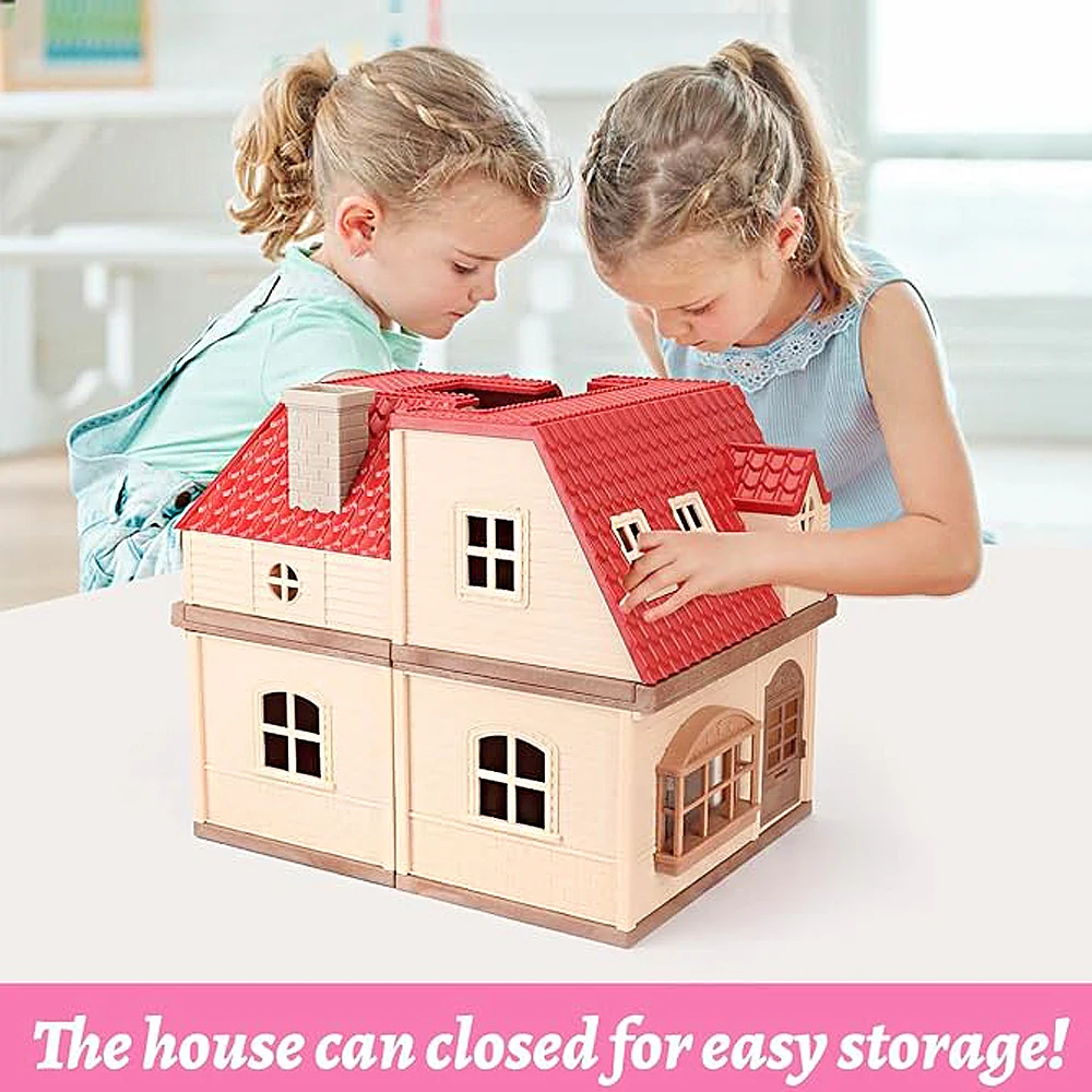 SENGTONGLEHOUSE-A08 Playset de cabina acogedora familiar de plástico Diy cabaña juego de simulación casas de muñecas muebles Accesorios