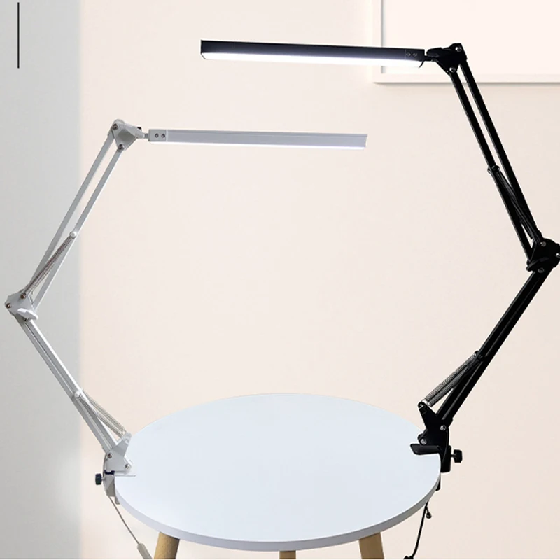 

LED Long Arm Desk Lamp Foldable Portable Eye Caring Rechargeable Lamp Writing Reading Office Adjustable Swing Arm Table Lamp