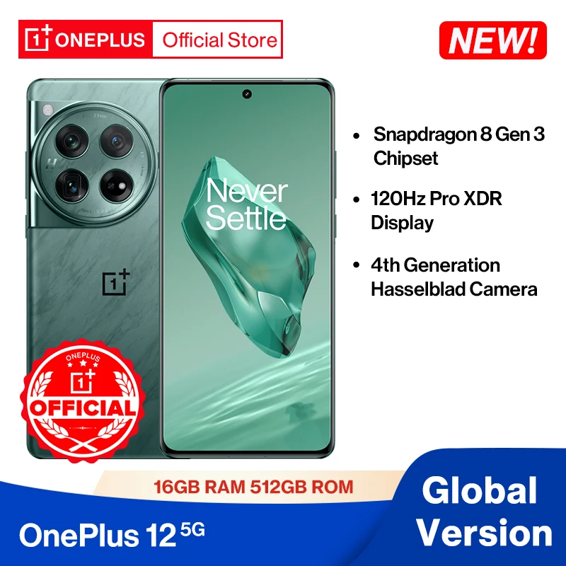 Estreia mundial OnePlus 12 Versão Global 16GB 512GB Snapdragon 8 Gen 3 Câmera Hasselblad 2K 120Hz Display 100W Carga SUPERVOOC