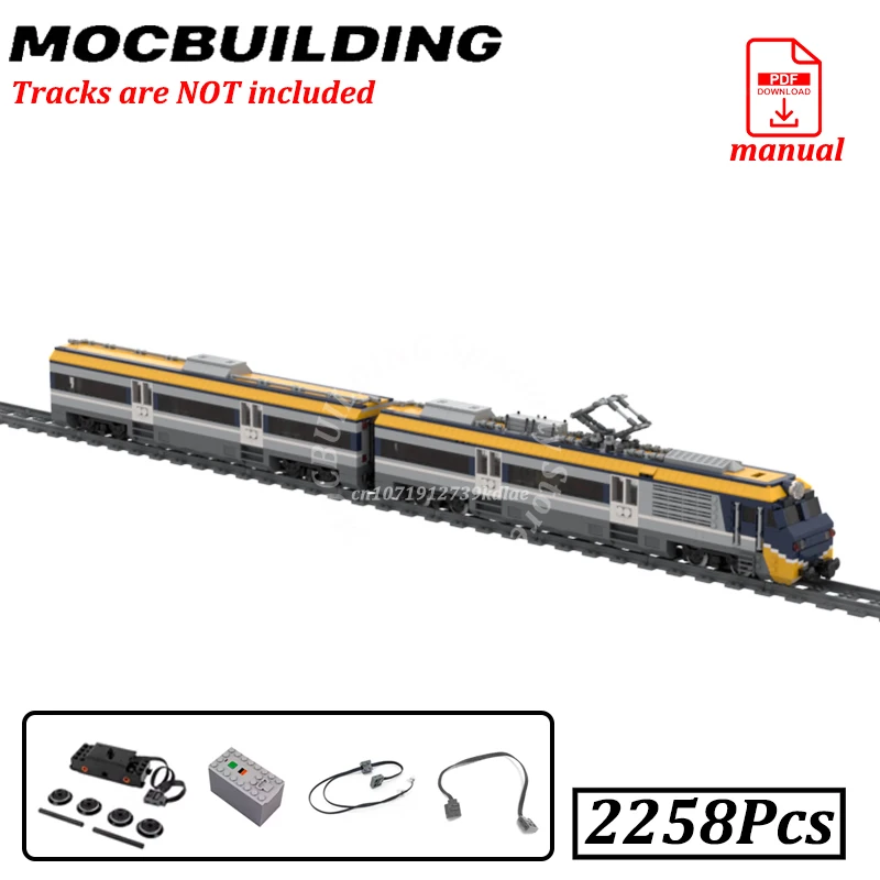 

Commuter Train with Motors Model Locomotive Engine Blocks MOC Building Railway Bricks Construction Toys Gifts Christmas