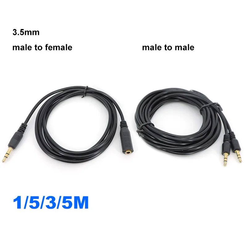 10pcs 1.5/3/5m Male to Female 3.5mm Jack Male to Male Plug Stereo Aux Extension Cable Cord Audio for Phone Headphone Earphone q1