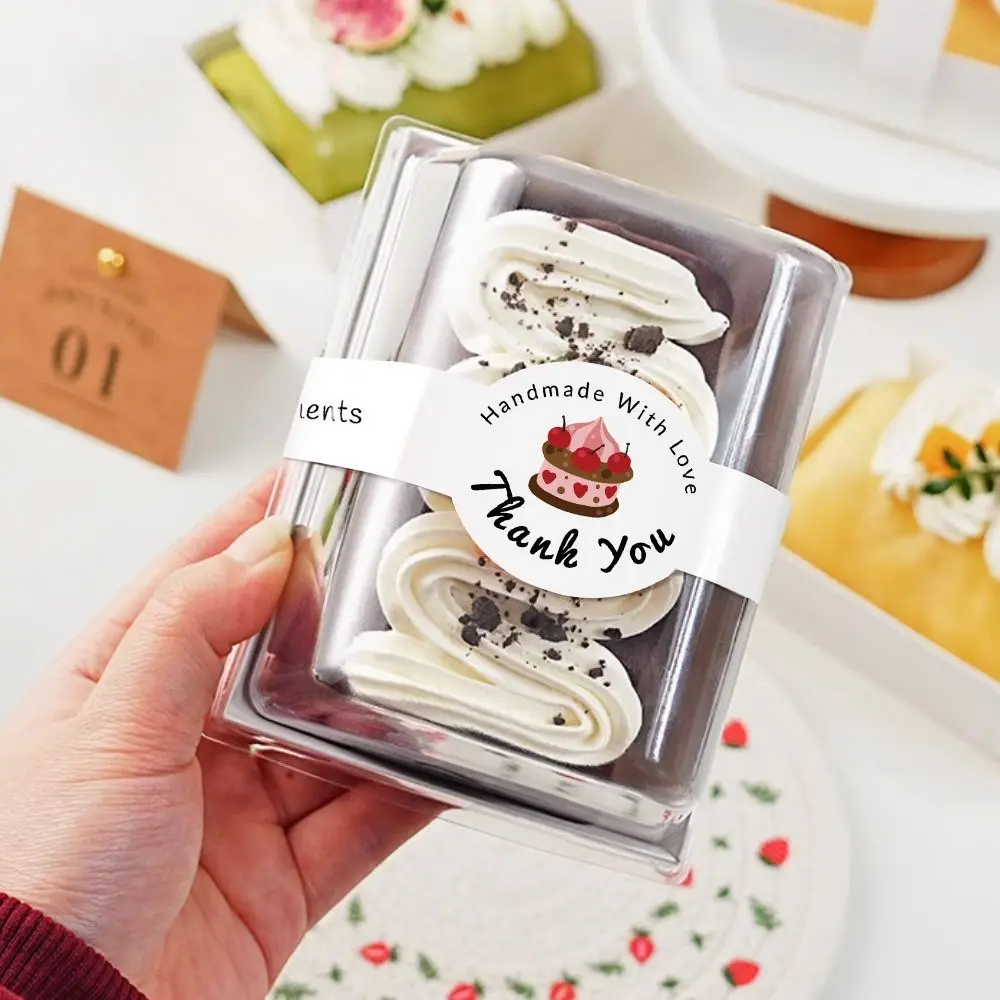 50Pcs Self-Adhesive Food Retail Package Seal Stickers Long Label Handmade Thank You Sticker Waterproof Cute