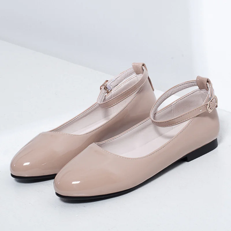 Spring Women\'s Flat Shoes Casual Elegant Red Pink White Loafers Flats Girls Footwear Ankle Straps Casual Dance Shoes Ladies