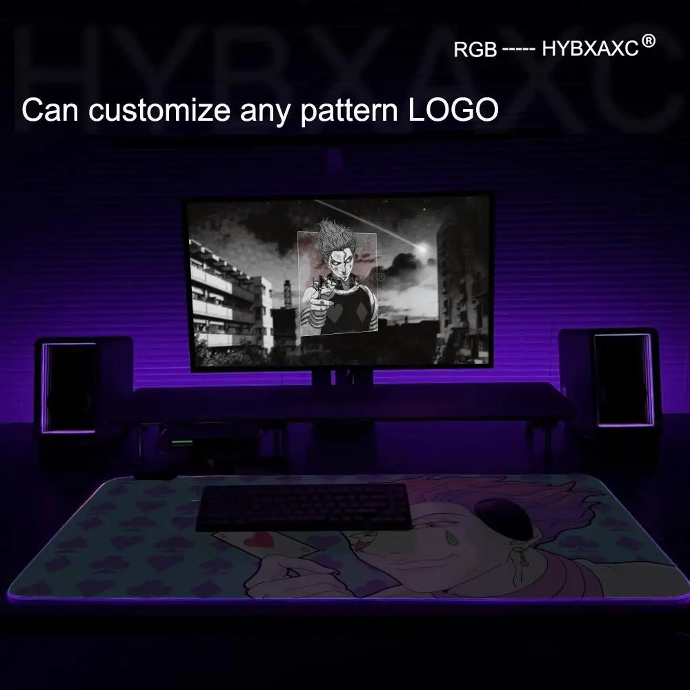 Hisoka Hunter X Hunter Mouse Pad RGB Gaming Mouse Pad Desk Mat HD Gamer Large LED Light XXL MousePads PC Computer Carpet