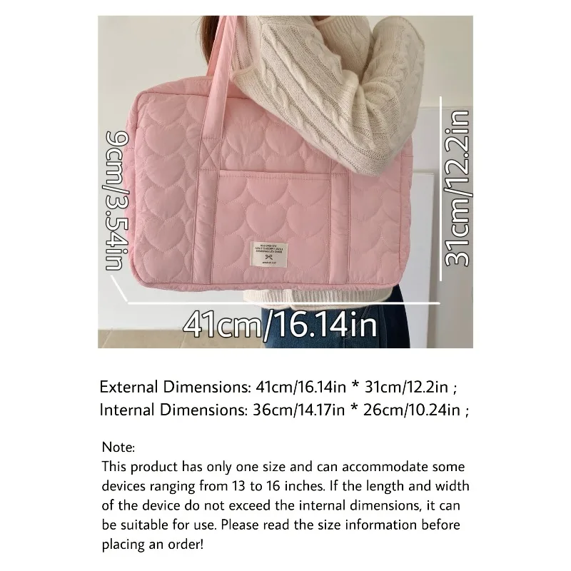 Love Embroidery Womens Laptop Bag for MacBook Air/Pro 33.02-39.62cm Laptop Handbag with Front for Work School Travel Laptop Case