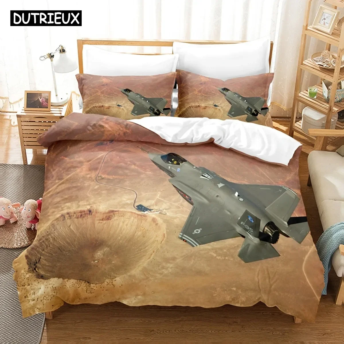 

3D Jet Fighter Battle Plane F-35 Bedding Sets Duvet Cover Set With Pillowcase Twin Full Queen King Bedclothes Bed Linen