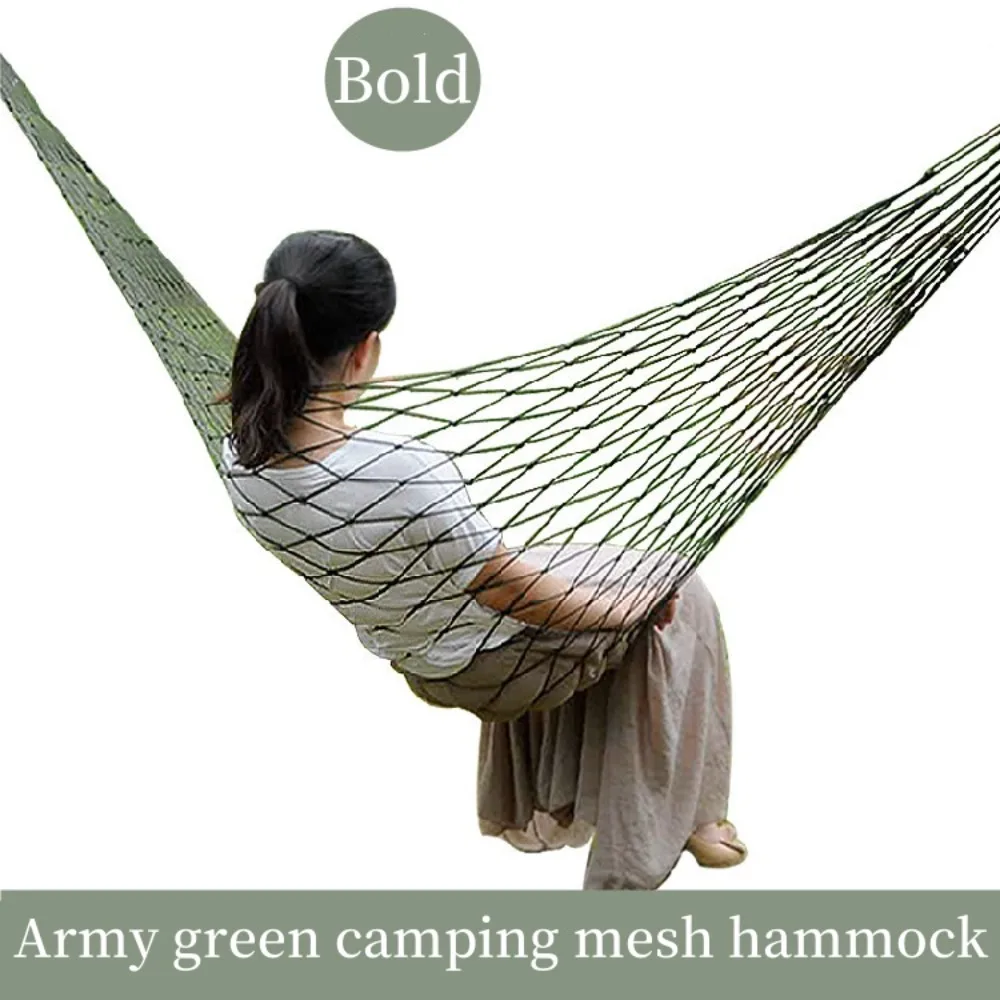 Outdoor Camping Picnic Travel Thickened Nylon Rope Hammock Indoor Mesh Hammocks Portable Simple Swing Chair Bold Mesh Hammock