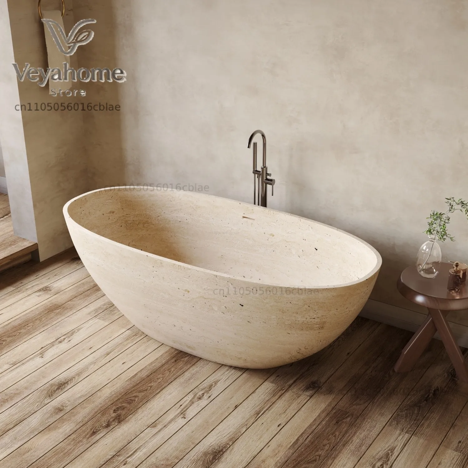 Any Size Custom Red Travertine Bathtub Thin Rim Oval Soaking Tub Heat Retaining Durable Easy Clean Freestanding Hotel Villa Bath
