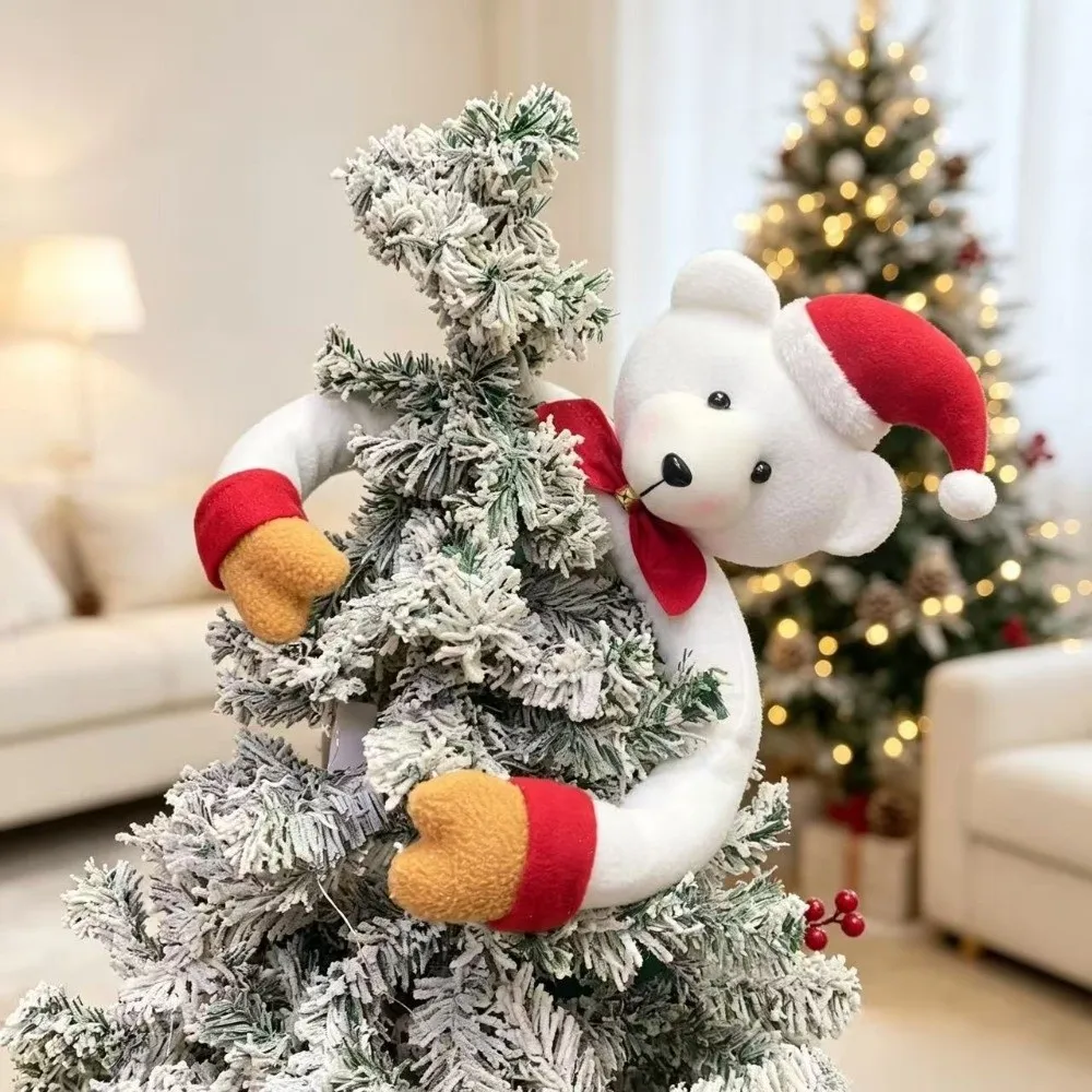 Soft Tree Topper Cartoon Bear Polyester Hugging Xmas Tree Decoration Hugging Shop Window Display Christmas Ornament Home