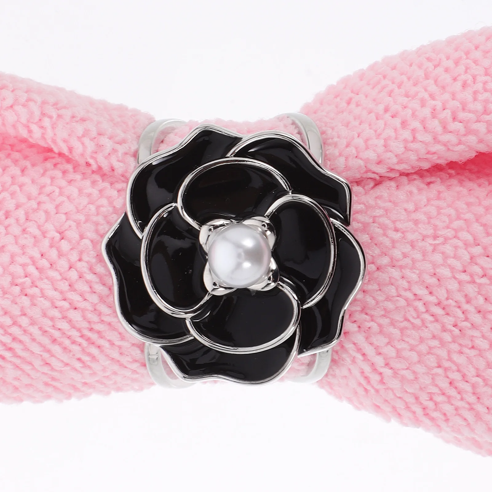 أنيقة وهمية اللؤلؤ وشاح حلقة كليب للنساء زهرة تصميم شال مشبك سبيكة وشاح السحابة أزياء الملابس التبعي