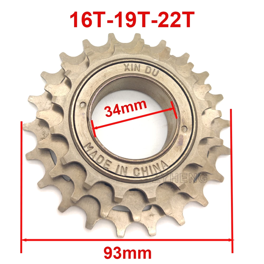 Bicycle Freewheel 3 Speed 16-19-22T Bike Screw On Flywheel For Threaded Outer Diameter 34mm Rotary Hub Cycling Parts Bicicletas