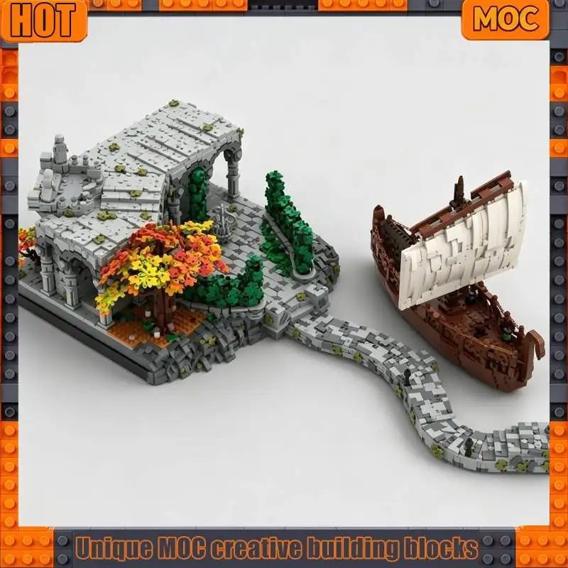 NEW 8298PCS MOC Ancient Fantasy Elven Harbour Dock Sailing Ship Model Building Blocks DIY Creative Assembly Toy Gift Collection