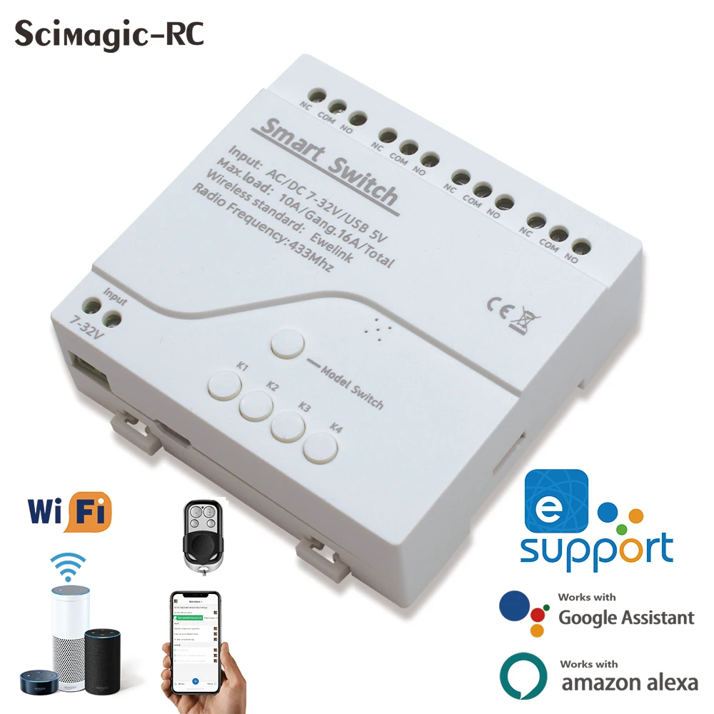 Garage di Controllo di Accesso Interruttore Del Motore WiFi Modulo Relè Intelligente APP Voce RF433 Timer Google Casa Alexa 7-32V 110V 220V Per eWelink