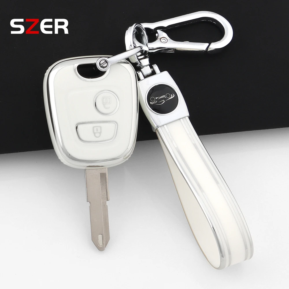 

TPU Car Smart Key Case Cover Shell For Citroen C1 C4 For Peugeot 106 107 206 207 306 307 406 407 Holder Fob Keychian Accessories