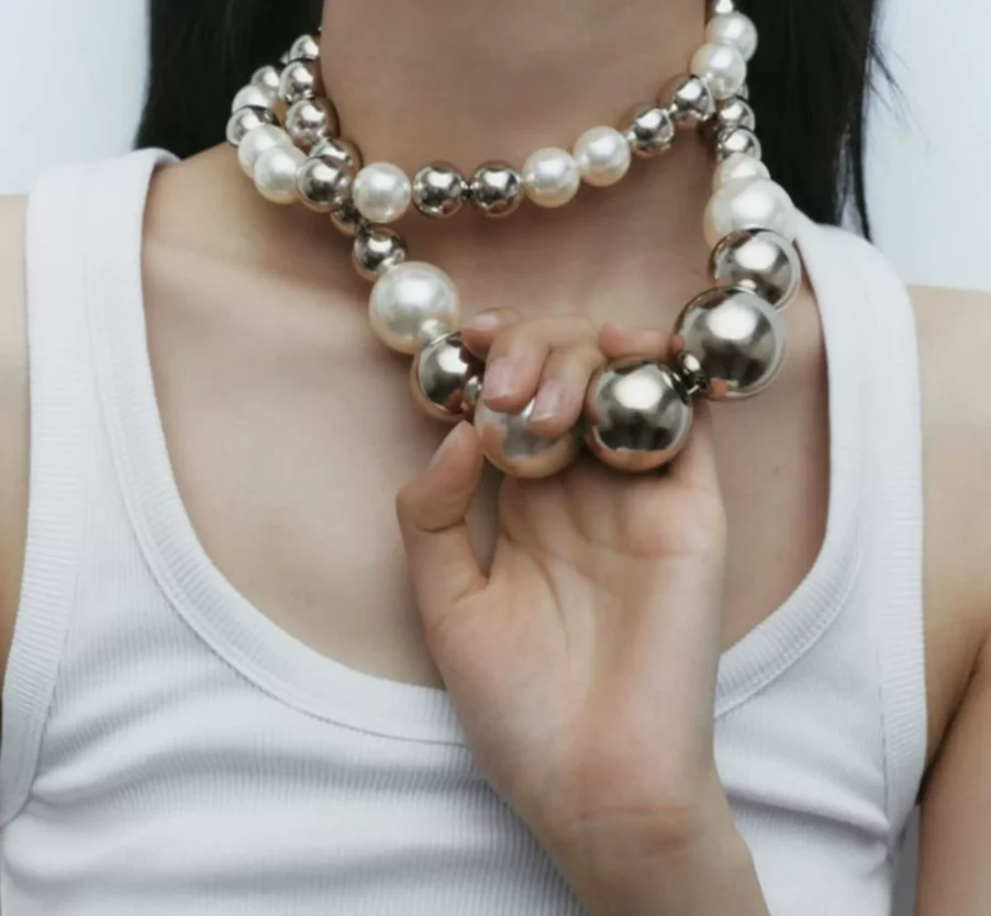 

European and American big-name personalized design simple artificial pearl beaded necklace