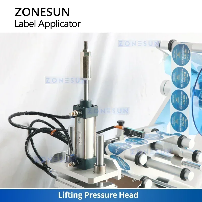 ZONESUN ZS-TB802 Auto Flat Surface Labeling Machine Tabletop Label Applicator for Square Box Flat Bottle Jar Lid High Precision