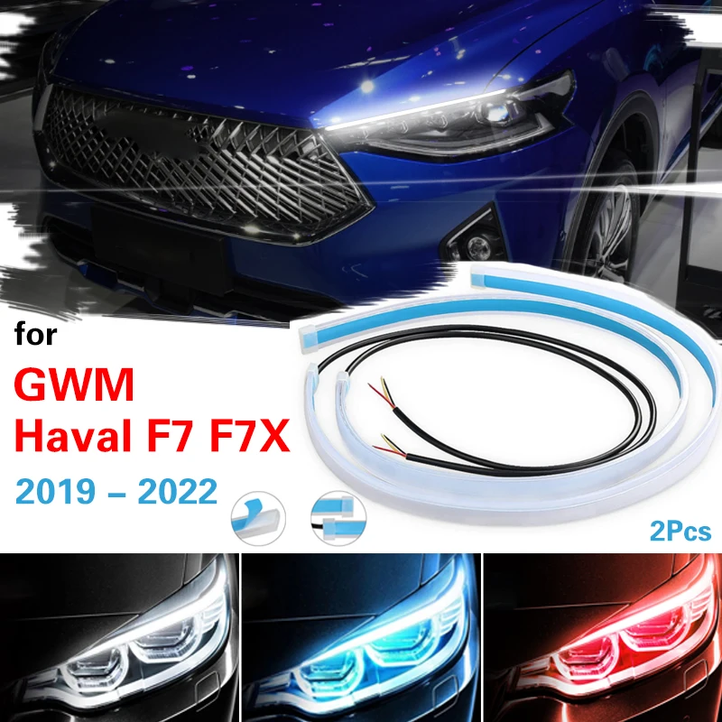 

2pcs Led DRL Daytime Running Lights Flexible For Haval F7 F7X 2019-2022 Car Turn Signal Brake Side Lights Headlights Strip 12v