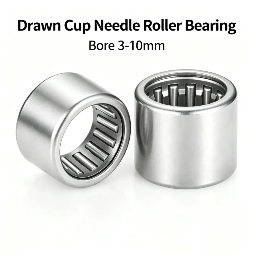 Drawn Cup Needle Roller Bearing HK Series Open End 6x10x8mm 8x12x10mm Width Bearing Steel Without Inner Ring Bore 3-10mm