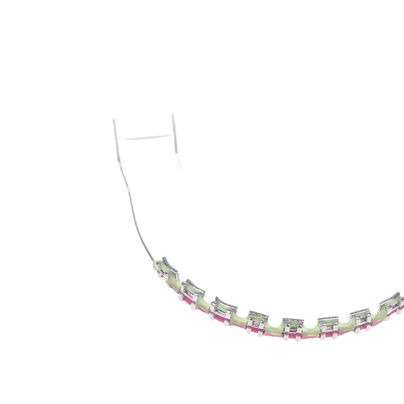 1 زوج ملون اثنين من لهجة الأسنان الأقواس وهمية الديكور الأسنان المؤقتة مع الأسلاك المعدنية قوس ربط أداة طب الأسنان #4