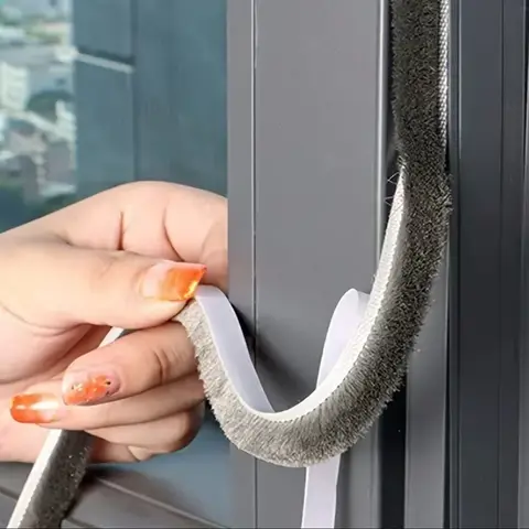 Black 10M Door Window Windproof Dust Sound Insulation Seal Strip Self Adhesive Home Wardrobe Door Window Gap Filler Brush Strip