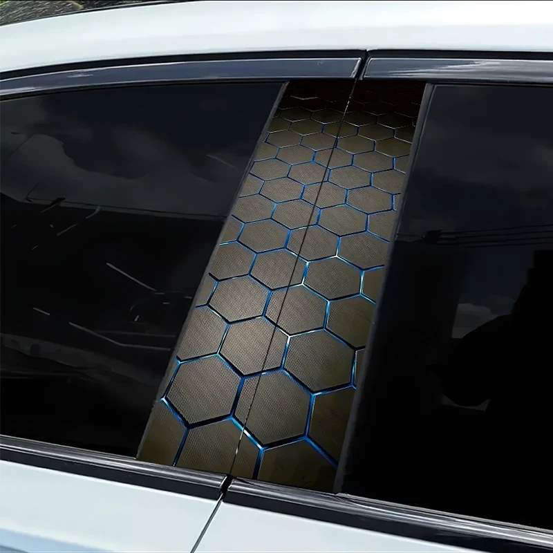 

2 штуки автомобильных наклеек на B-стойку, гладкая защитная пленка в форме шестиугольника с защитой от царапин.