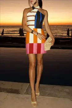 夏季女士無袖性感吊帶繫帶迷你連身裙復古印花甜美派對連身裙露背度假沙灘風短裙 8 最佳銷售 夏日派對禮服 - №7