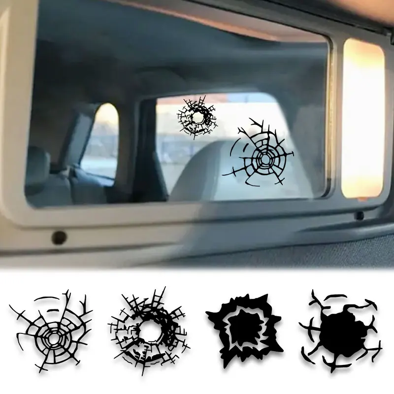 

12 шт./компл. наклейки с имитацией трещин в форме пули (несколько дизайнов) черно-белый стиль водостойкие клейкие наклейки для декора автомобиля