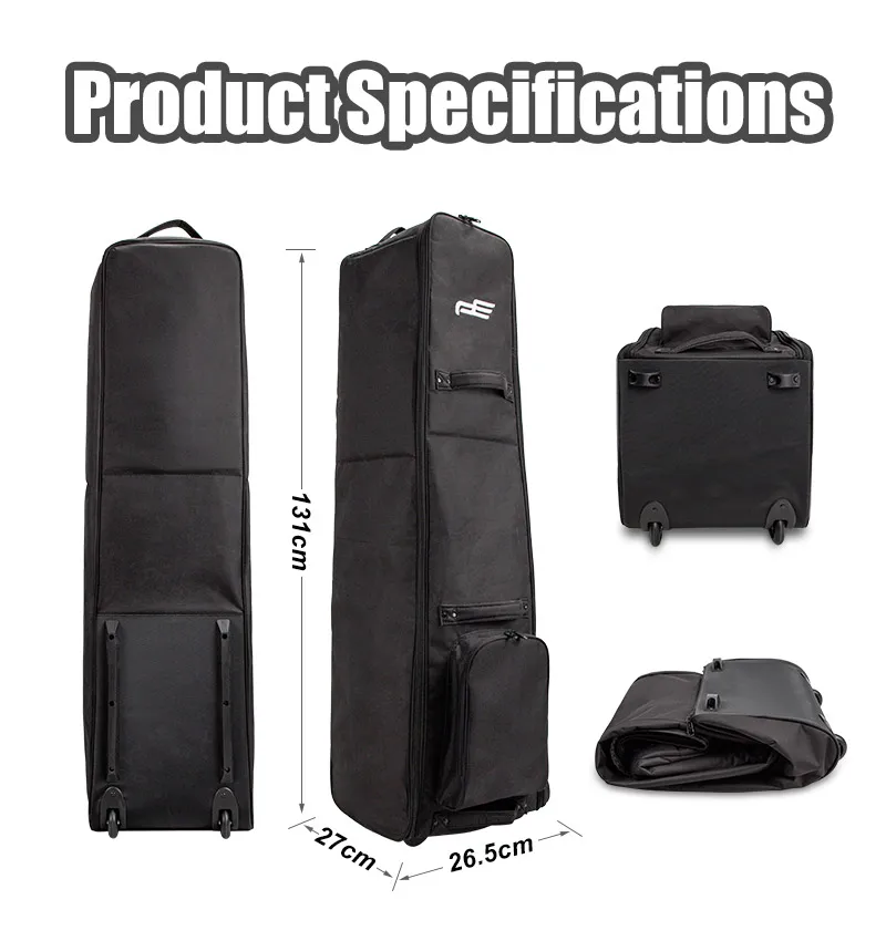 PlayEagle Light Weight Golf Club Travel Bag Cover Waterproof with Wheels Portable Foldable Oxford Aviation Bag Cover HKB002