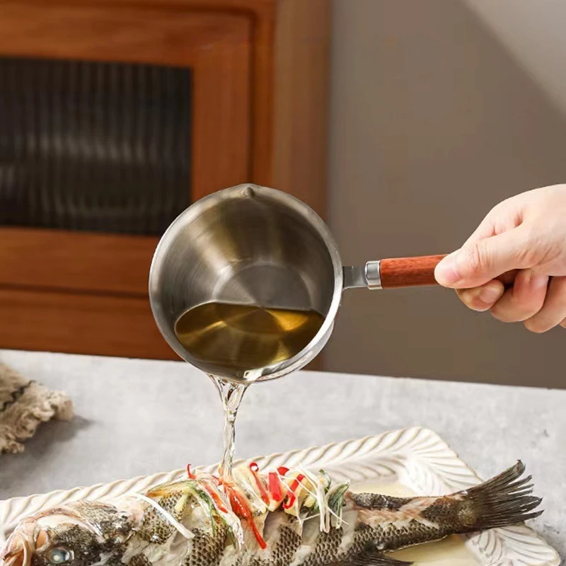 

Stainless Steel Oil-pouring Pot Multi-functional Mini Oil-heating Universal Pot Home Special Small Spoon Oil-pouring Small Pot