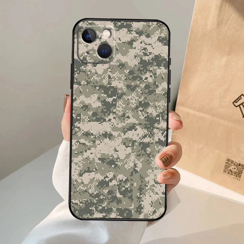 US ARMY Digital Camouflage Case For iPhone 16 15 14 13 12 11 Pro Max XS XR X Plus 12 13 Mini Bumper Back Cover