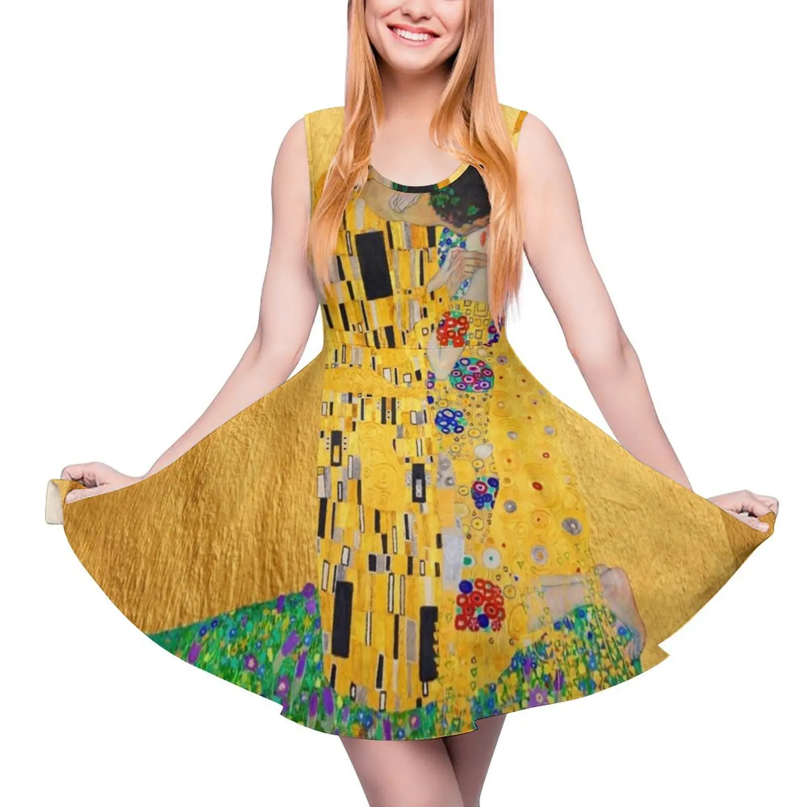 

Платье Gustav Klimt -The Kiss без рукавов, танцевальные платья, пляжная одежда, элегантные женские комплекты, женское летнее платье