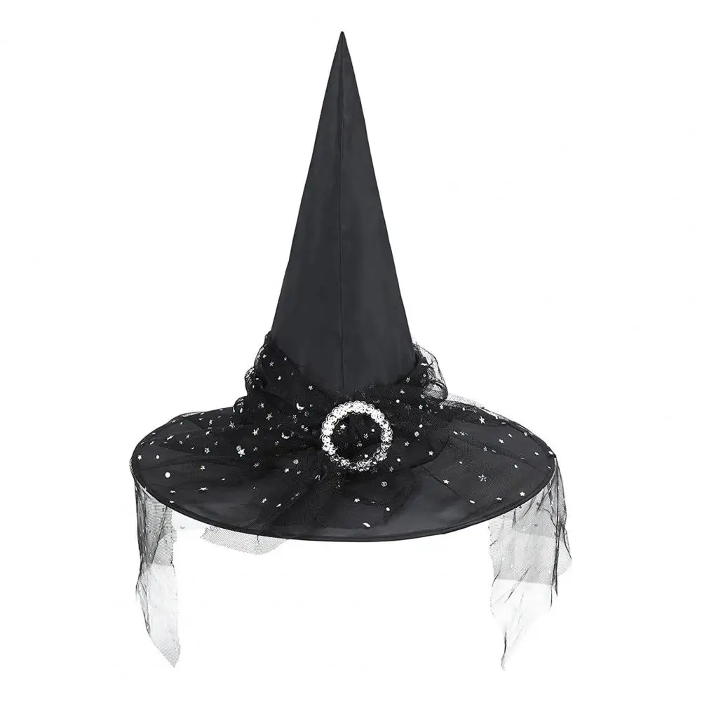 Long-lasting Hat Unique Halloween Witch Hat with Mesh Cover for Cosplay Costume Makeup Prop Hanging for Outdoor for Celebrations