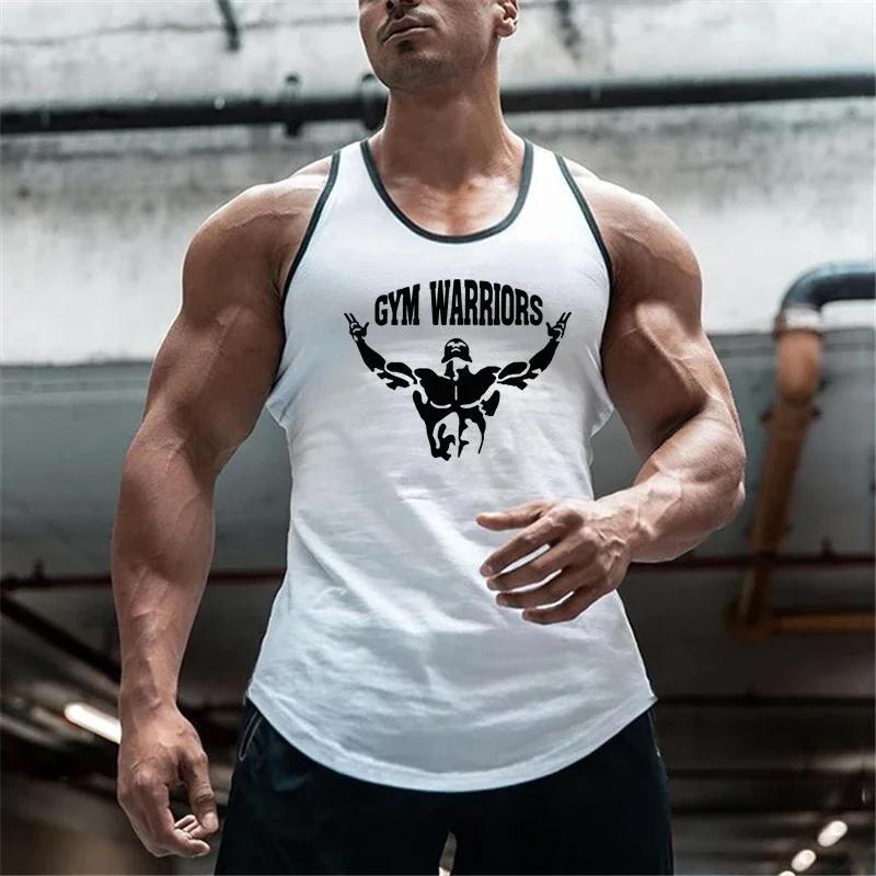 Summer Cotton Sleeveless Tank Top Workout Muscle Shirts New Gym Bodybuilding Running Sport Clothing Mens Fitness Slim Fit Vests