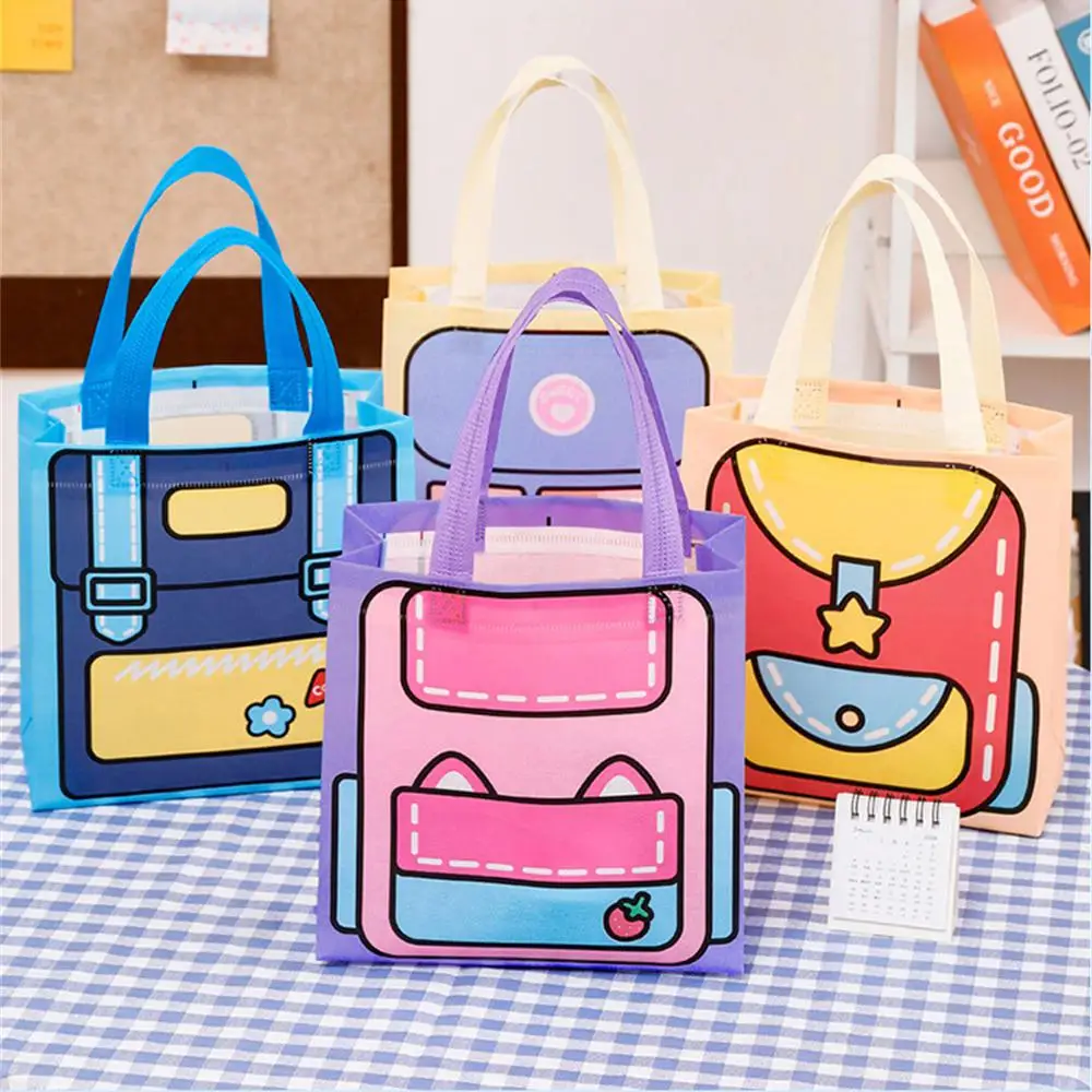 4/1pc Dopamine Tote Bag Cute 2D Children's Handbag Non-woven Fabric Holiday Gift Packaging Bag Foldable Shopping Bag Storage Bag