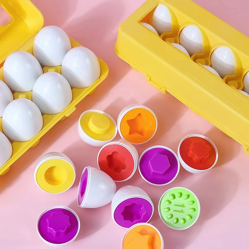 Montessori Educational Toys 1 2 3 Year Children Toy Easter Egg Baby Sensory Puzzle Smart Eggs Colors Shape Matching Sorter Games