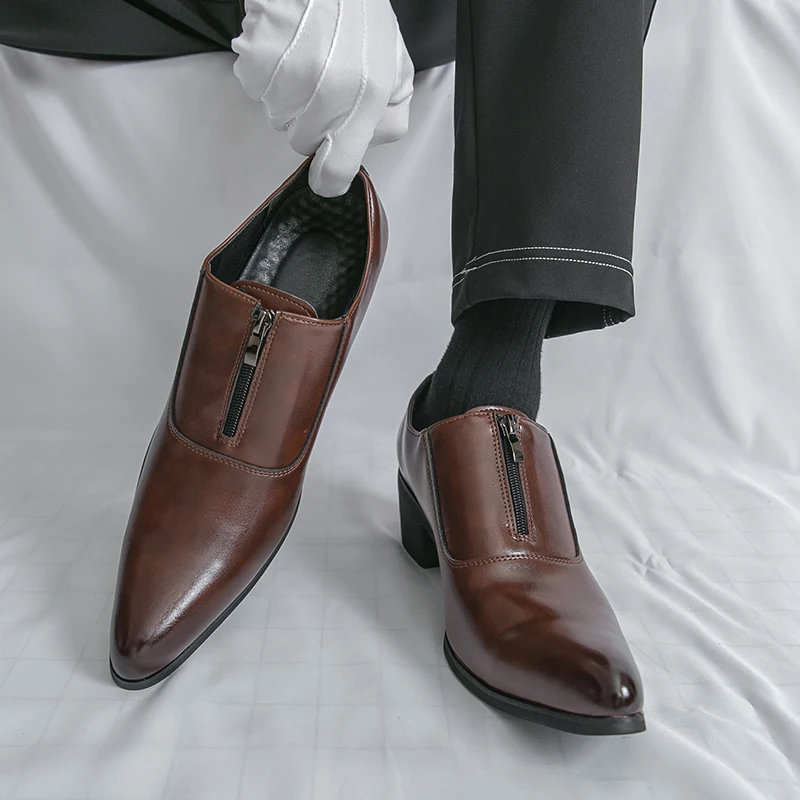 

2025 New autumn formal high-heeled leather shoes men's height-increasing business pointed-toe men's shoes wedding banquet shoes