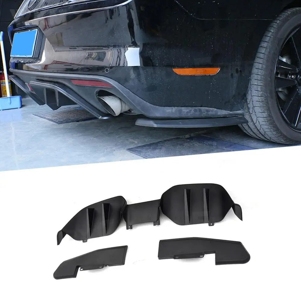

Rear Diffuser Lip Splitters Aprons Spoiler For Ford Mustang 2015 -2017 Carbon Fiber PP Fins Shark Style Bumper Fender Guard