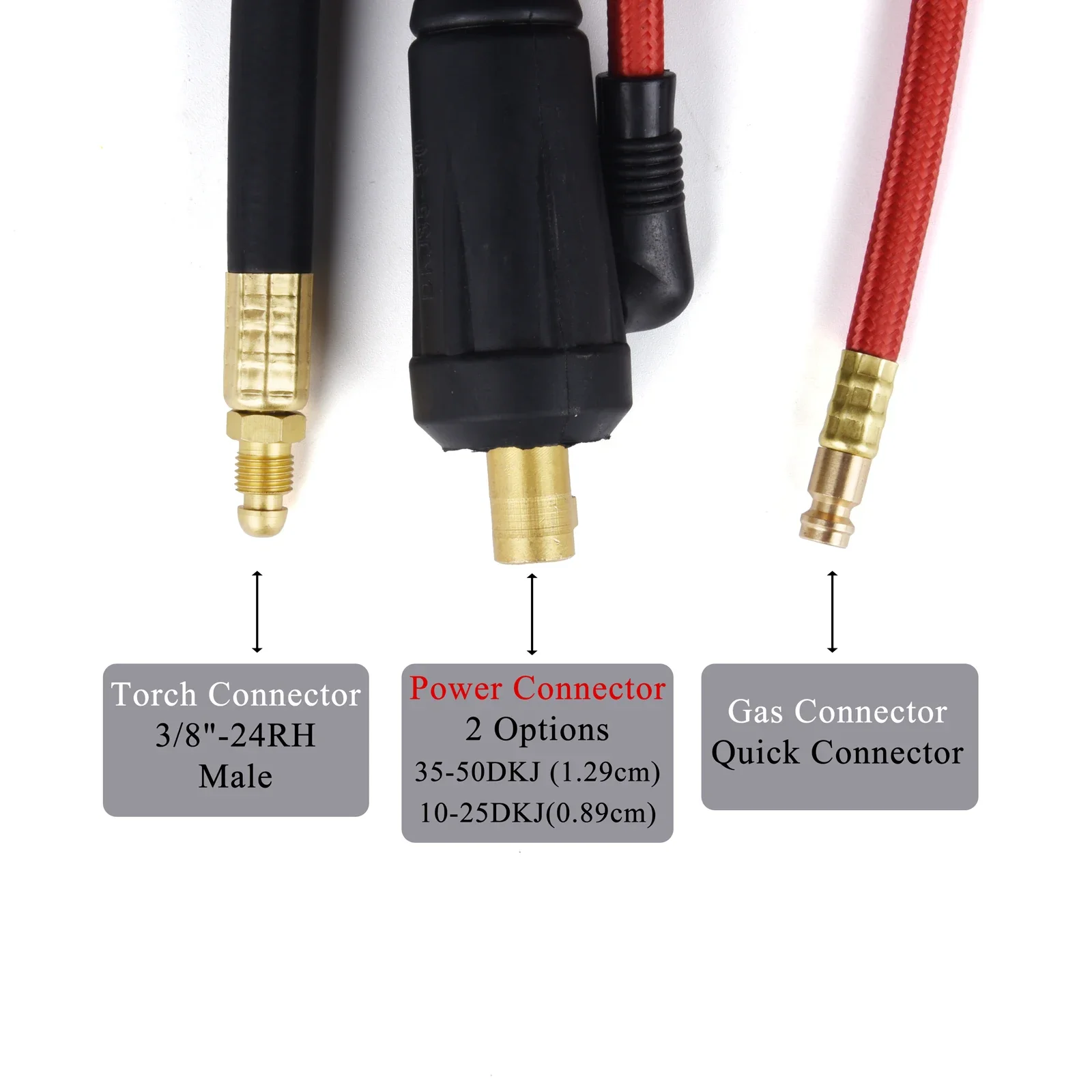 3.8m/7m WP9 WP17 TIG Welding Torch Gas-Electric Integrated Rubber Hose Cable Wires Quick Connector 35-50/10-25 Euro Connector