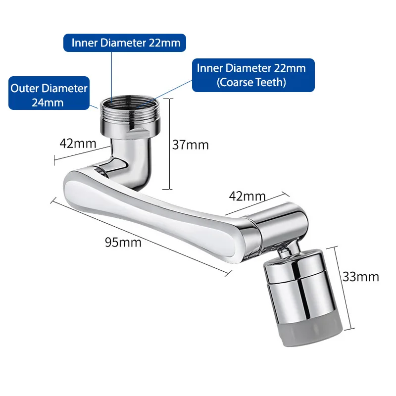 Extension de robinet universelle en acier inoxydable, bras robotique pivotant à 1080 °, aérateur de robinet d'évier de cuisine, prolongateur de robinet 2 modes d'écoulement de l'eau.robinet.robinet rotatif 1080°.robine