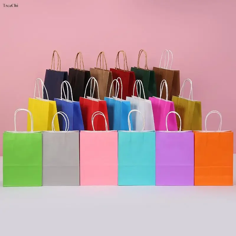 24Pcs Paper Bags White Gift Packaging Bag for Guests Wedding Party Kids Birthday Chocolate Decorl Navidad Gift Bag